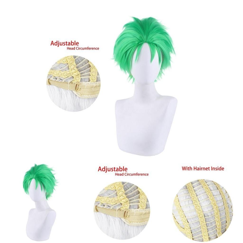 One Piece Roroya Zoro Cosplay Wig Premium Synthetic Silk Fiber Heat Resistant Halloween Costume Prop