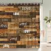 Wall Hanging Bath Screens Geometric Shower Curtain Bathroom Waterproof Retro Old Wood Grain Decor Multi-size Shower Curtains
