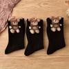 1PACK/3 Pairs of Cute Bear Socks Autumn and Winter Crew Socks, Men's Socks, Women's Socks