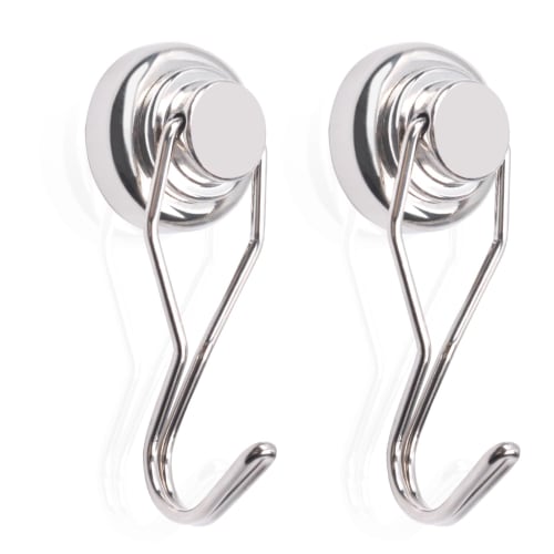 

OCEUMAOA Strong Neodymium Magnet Hooks, 25mm Diameter, 360-Degree Rotation, Corrosion-Resistant, 23kg Capacity, Silver, for Refrigerators, Kitchen Sto