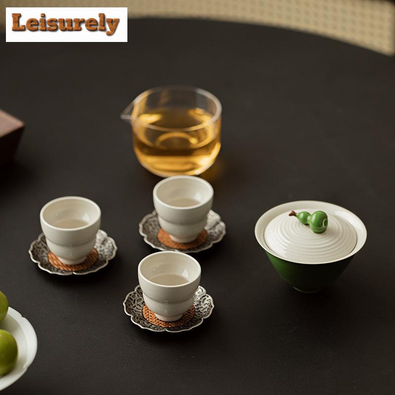 Retro Plant Ash Gourd Fortune Ceramic Tea Set Complete Set Japanese Tea Ceremony Set Green Teapot And Tea Cup Set Drinkware Gift