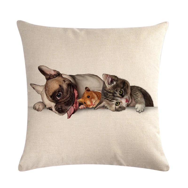 Mops Haustier Hund Muster Baumwolle Leinen Überwurf Kissen Kissenbezug Auto Haus Sofa Bett Dekorative Kissenhülle Funda Cojin