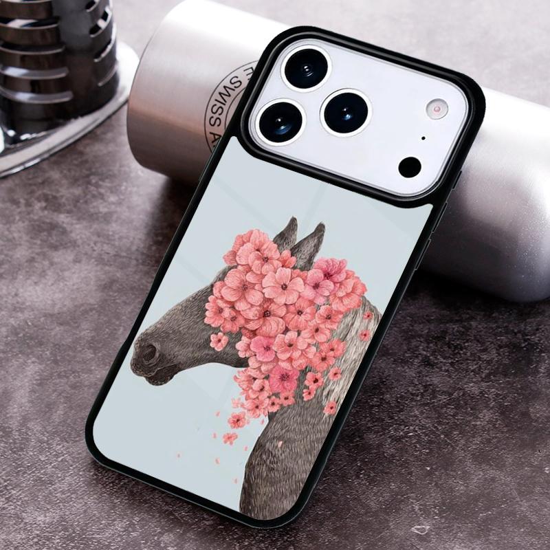 

Horse Watercolor Flowers Phone Case for iPhone 17 16 15 Pro Max Air 14 13 12 11 Plus Shockproof Cover iPhone Air