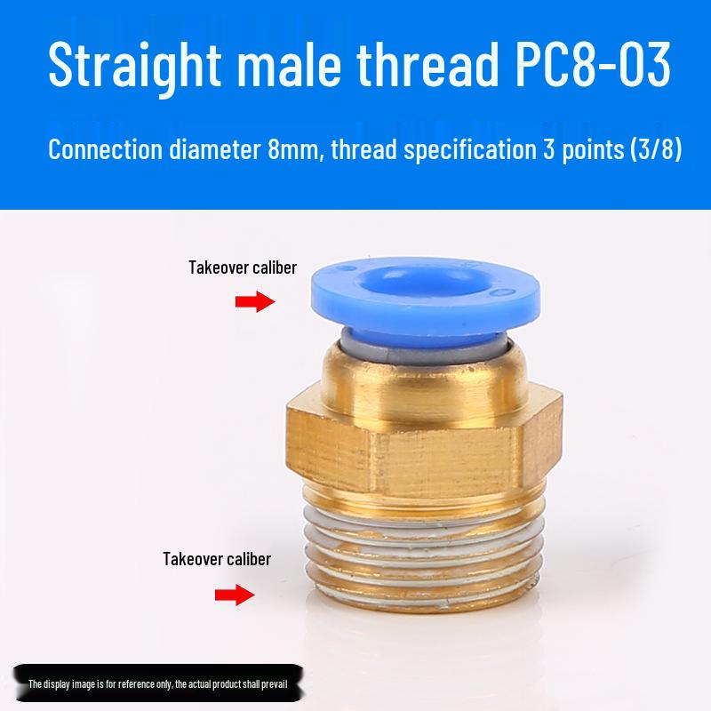 Luftröhre Pneumatischer Schnellverbinder PC8-02, Kupfer Außengewinde, Gerader Schnellsteckverbinder PC10-03/12-04.