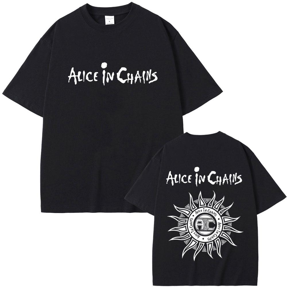 Rock Band Alice In Chains Tshirt Men Women Gothic Punk Cool Streetwear Male Fashion Vintage Oversized Soft Cotton Tshirt Tops