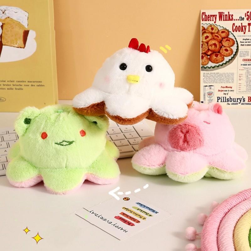 Fluffy Capybara Keychain Reversible Dinosaur Capybara Bag Charm Gift