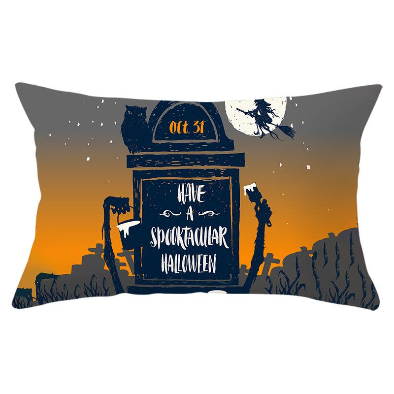 Halloween Orange Series Peach Skin Waist Pillow Cover New Rectangular Sofa Cushion Cover