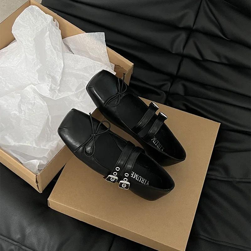 Fashion Designer Spring Women Mary Jane Shoes Fashion Square Toe Ladies Comfort Soft Sole Flats Women's Comfort Ballerinas Shoes
