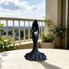 Faceless Hooded Resin Statue, Gothic Dark Halloween Ornament, Mysterious Ghost Holding Skull Sculpture, Artistic Figurine with Dress for Living Room