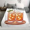 1pc Cozy Flannel Blanket with Refreshing Beverage Print – Soft, Warm, and Versatile for Home, Office, Camping, or Beach – Perfec
