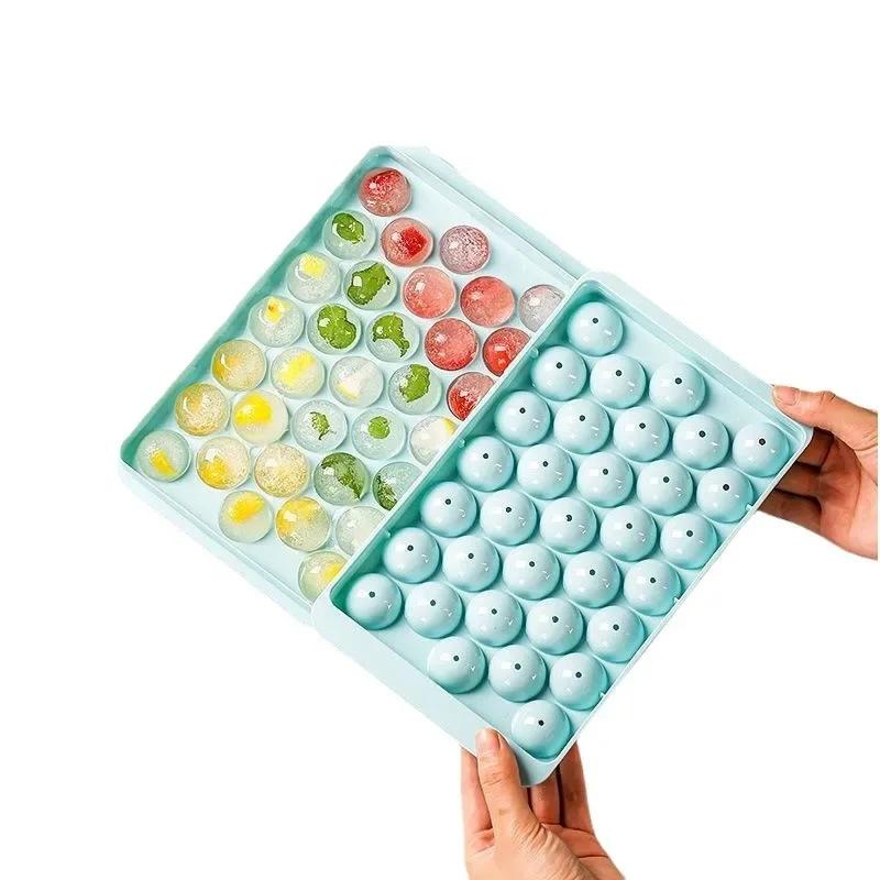3D 33 Compartment Ice Ball Box Ice Cream Round Ice Cube Tray With Lid Ice Ball Creative Homemade Ice Compartment Ice Cube Model