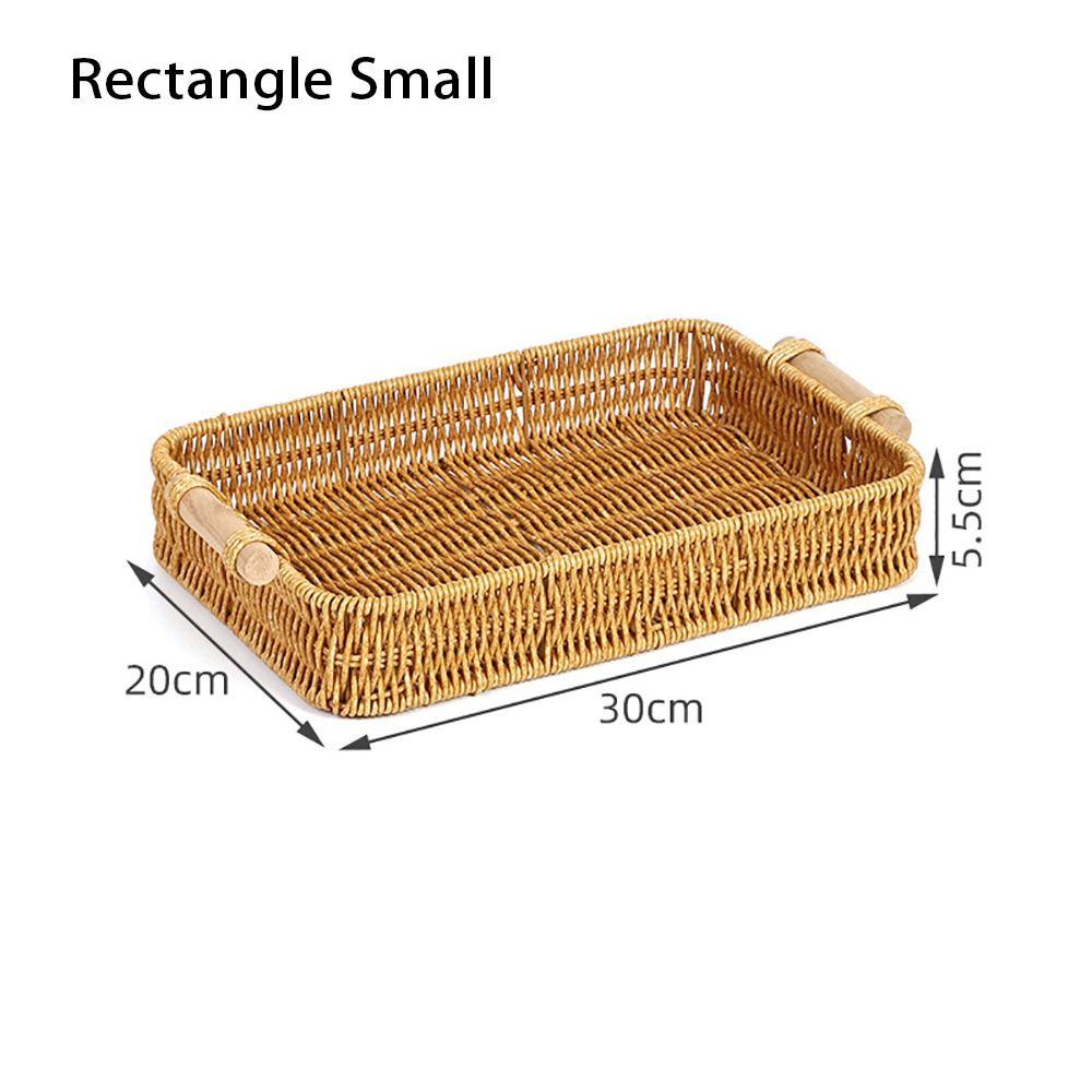 1Pcs Breakfast Bread Food Storage Tray Fruit Vegetable Cake Wicker Plastic Rattan Threads Basket