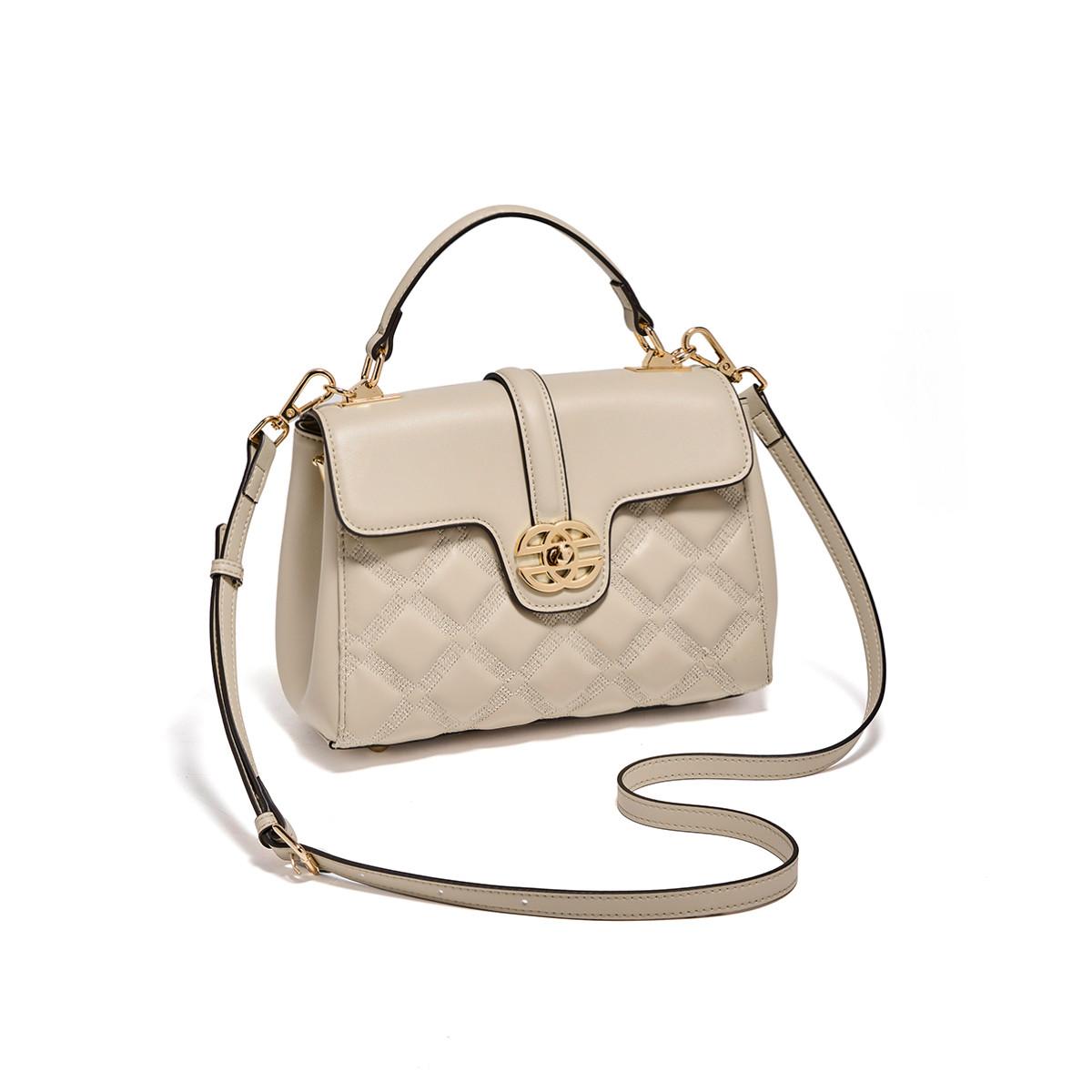 FOXER Genuine Leather Women s Shoulder Bag Quilted Simple Crossbody Bag Casual Lady Handbag for Daily Commute & Dating