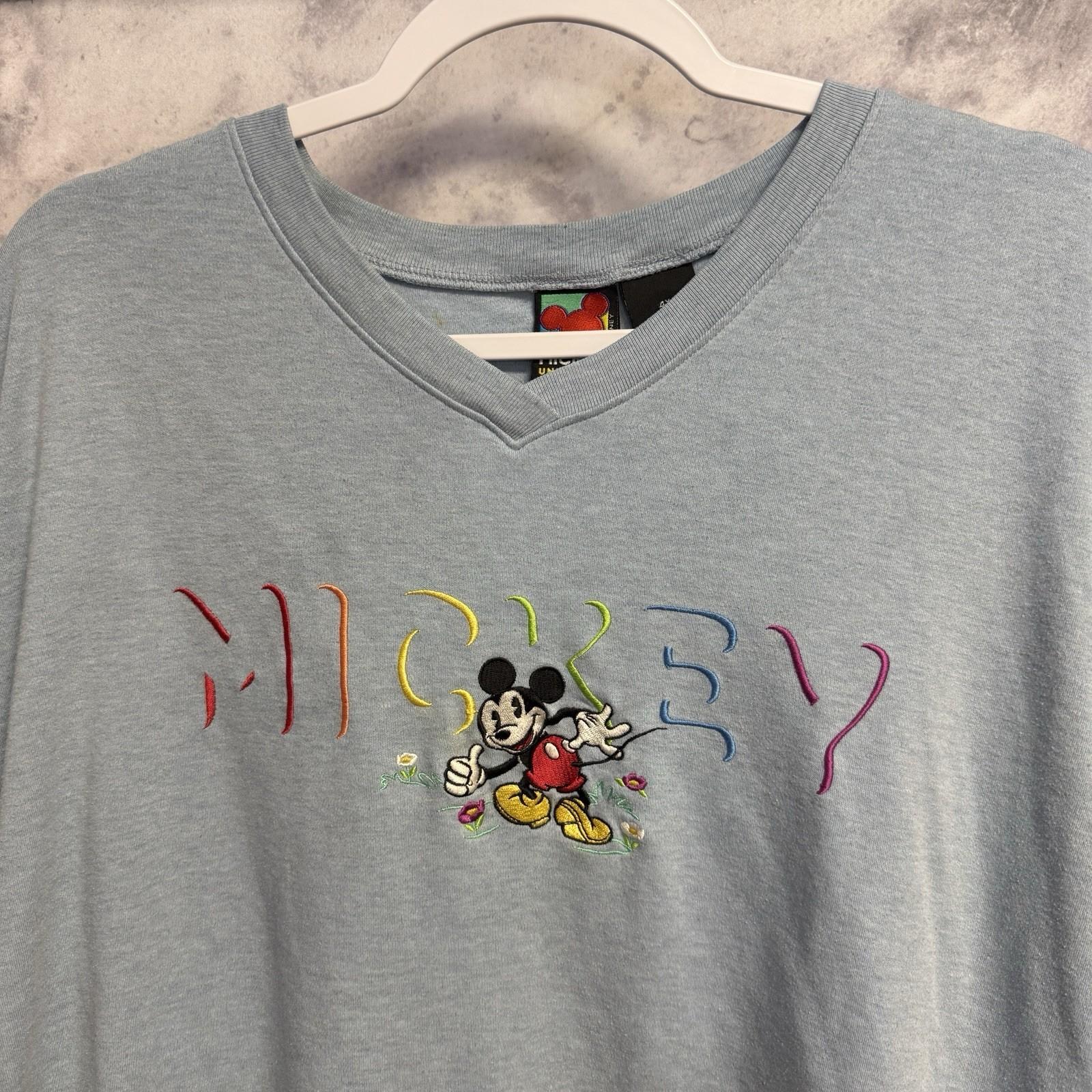 Vintage Mickey Unlimited Embroidered Womens T Shirt Blue 90s Size 4X S