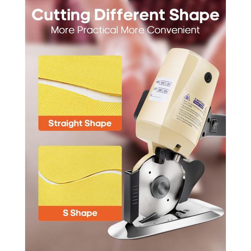 Electric Rotary Fabric Cutter,Octagonal Blade Cloth Cutter Electric Scissors with Automatic Sharpener for Multi Layer Carpet Leather