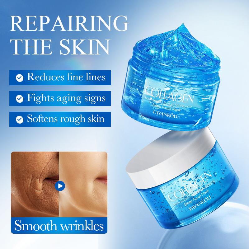 Straffende Collagen Anti-Falten-Reparatur Feuchtigkeitsspendende Schlafmaske Feuchtigkeitsspendende Anti-Aging-Schönheit Beruhigende Gelmaske