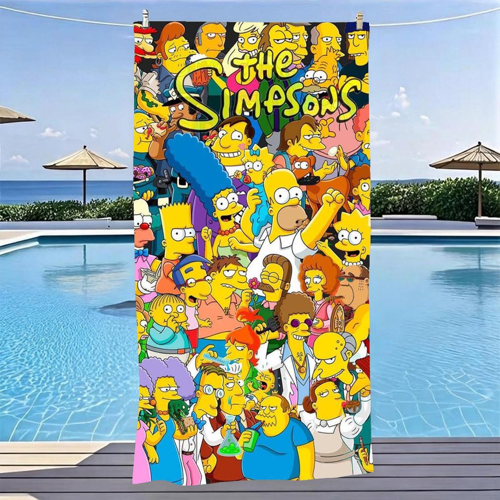 1pc The Simpsons Beach Towel Microfiber Quick Dry Classic Cartoon Bath Towel For Pool Beach Travel Cartoon Fans Gift
