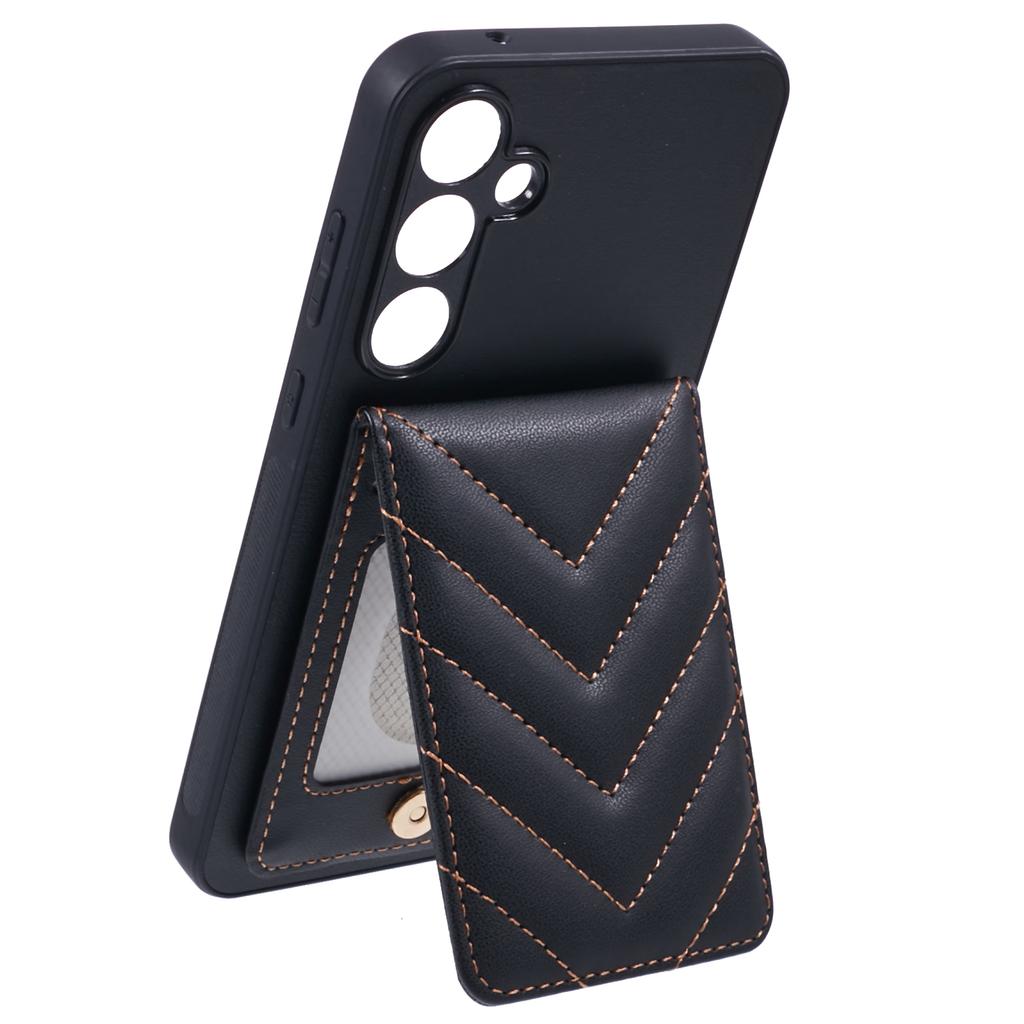 For Samsung Galaxy A35 5G Phone Case Rhombus Adhesive Card Bag with Kickstand RFID Blocking