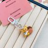 Sweet Pink Chocolate Bear Keychain Pendant - Cute Heart Ornament for Schoolbags & Bestie Gifts