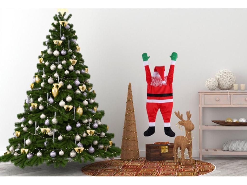 Cross-Border Flannel Santa Climbing Wall Decor: Holiday Hanging Ornament Gift for Christmas, Fun Window or Wall Pendant