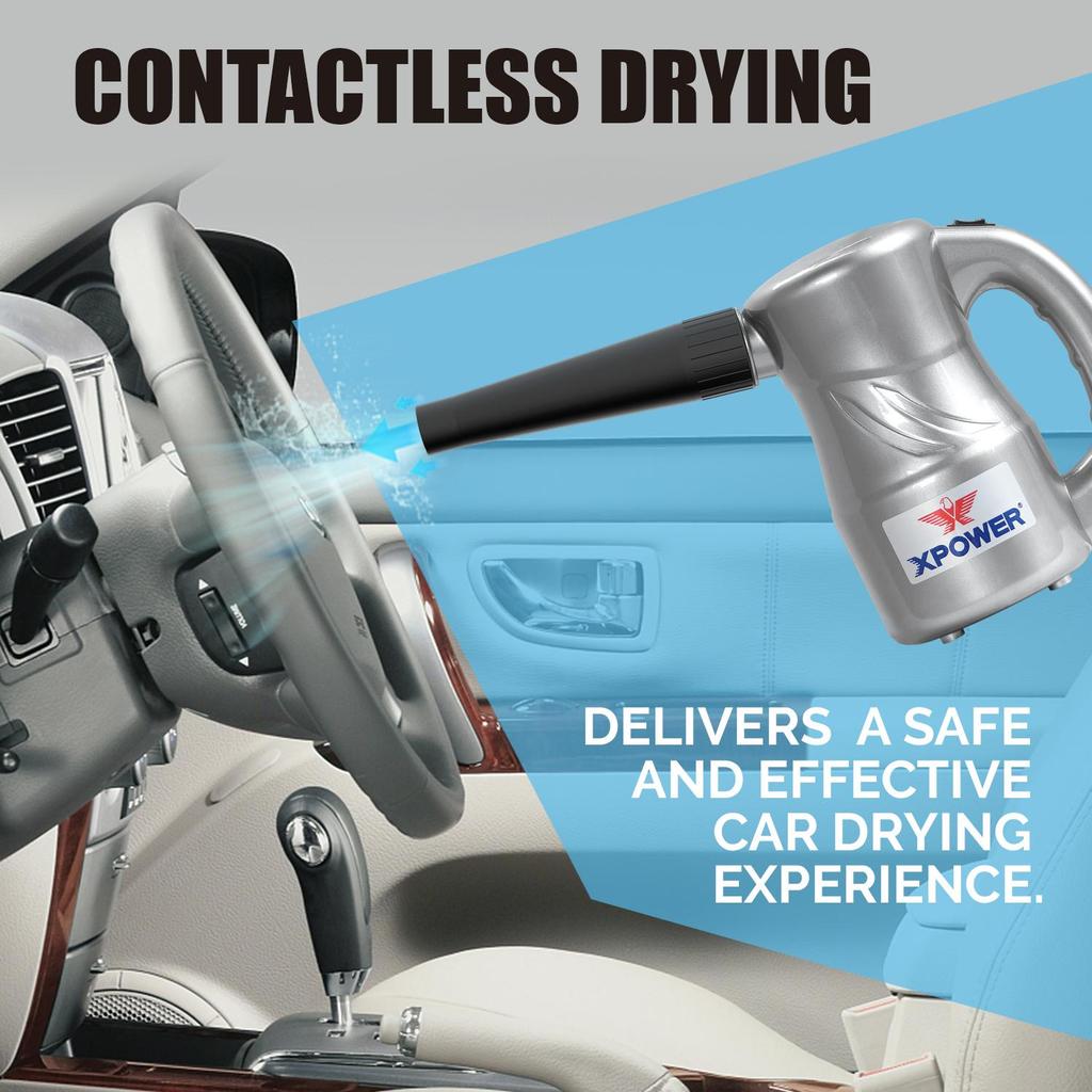 XPOWER A-2C Silver Gray Electric Auto Car Dryer & Blower Portable Contactless Car Drying Multi-function Lightweight Compact