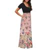 Women Fashion  Gradient Print Short  Sleeve Spaghetti Maxi Dress