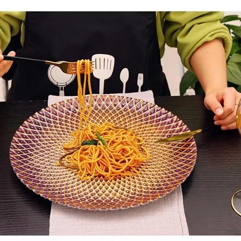 Light Luxury Hand-painted Glass Peacock Plate