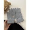 Women's Wool Gloves In Autumn and Winter Korean Cute Bear Embroidery Knitted Touch Screen Student Warm Riding Gloves Windproof