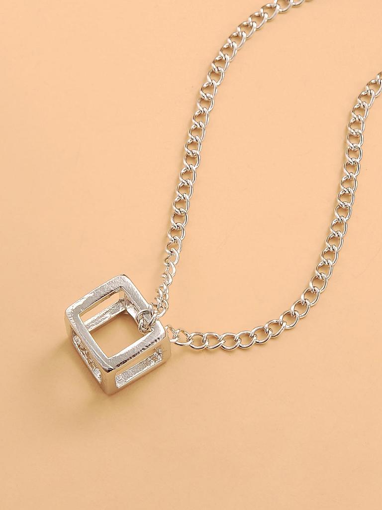 Trendy European-American Cube Necklace Sweater Chain