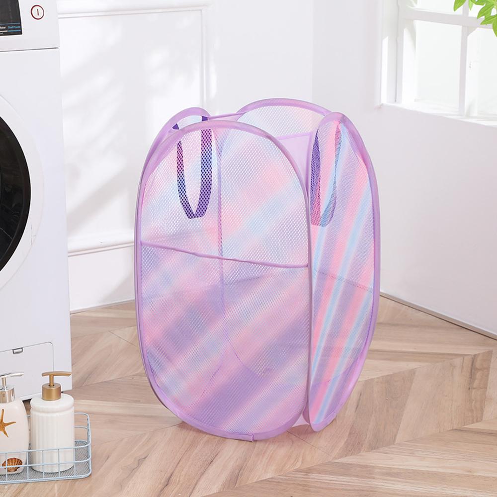 

Colorful dirty clothes basket, breathable and foldable, three-layer toy hanging basket, home clothes drying net