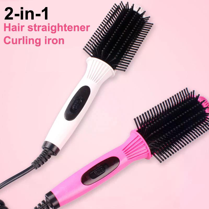 Multifunctional Heating Curling Iron Ceramic Heated Round Brush Electric Hair Straightener Brushes Professional Styling Tool