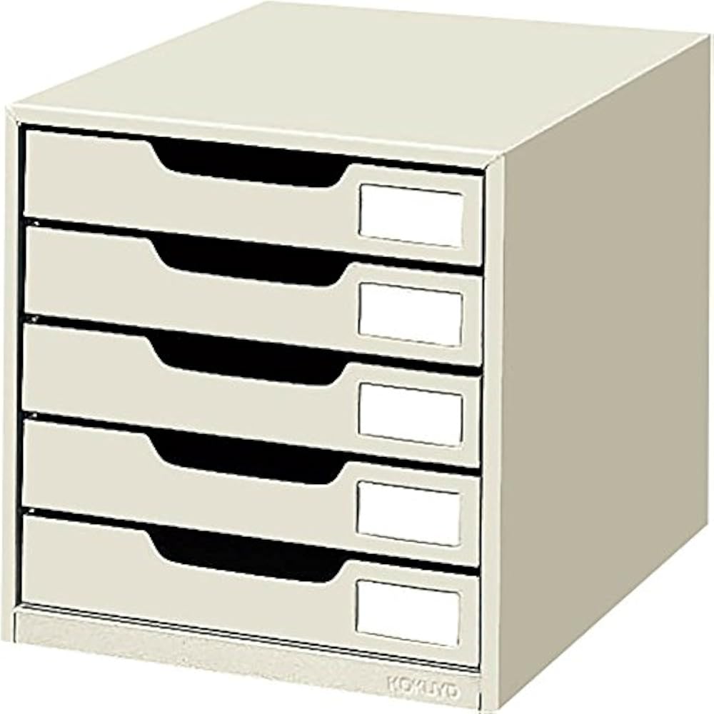Kokuyo LC-5M Letter Case, Steel Drawer, A4, Vertical, Single Drawer, 5 Tiers, Light Gray