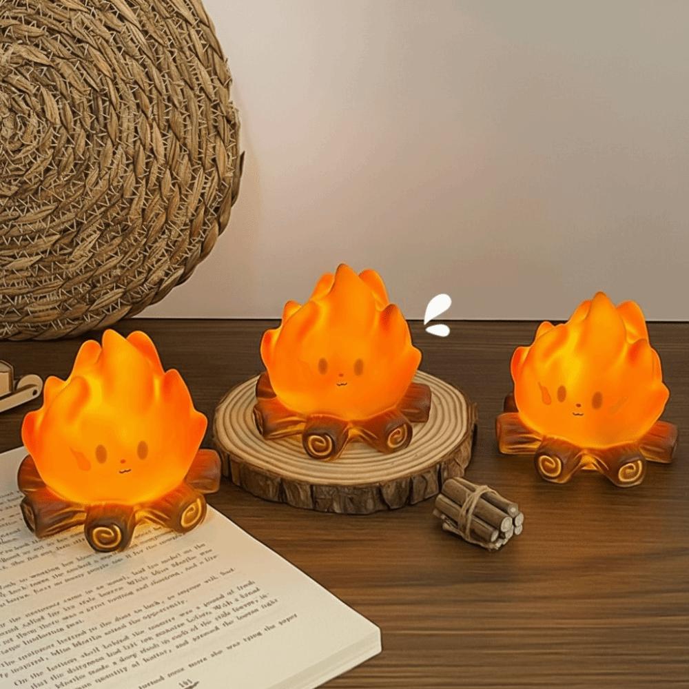 Flame Design LED Electronic Candle Lamp Cute Cartoon Bonfire Ambience Night Light Small Size Nordic Design Bonfire Lamp