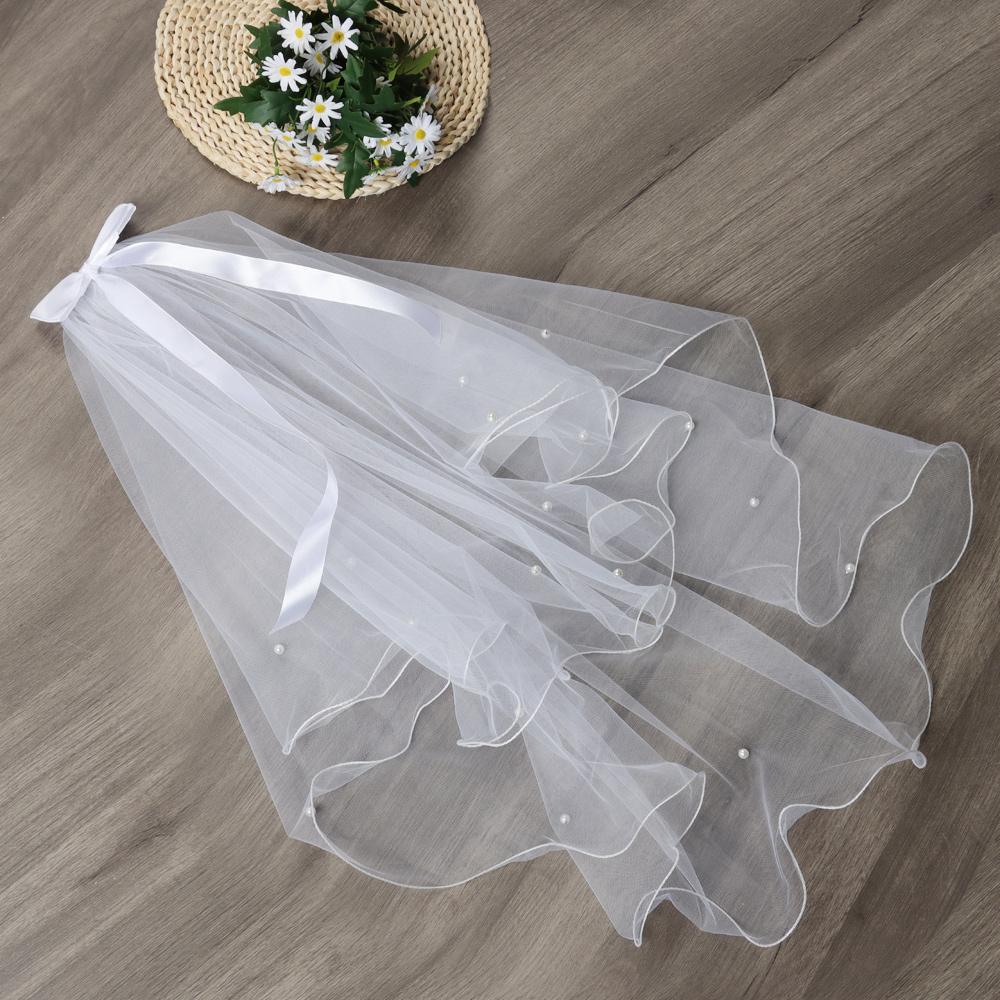 Accessories White Ivory Two Layer Short Simple Women's Tulle Bridal Veil With Comb Wedding Veil
