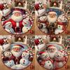 Snowflake Print Round Rug Polyester Round Carpet Santa Claus Decorative Floor Rugs  Living Room