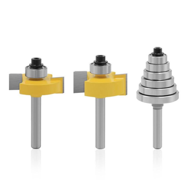 Durable 1/4" Shank 6mm Shank Grooving Milling Cutter with 7 Bearings Woodworking Anti-high Temperature Industry Tools