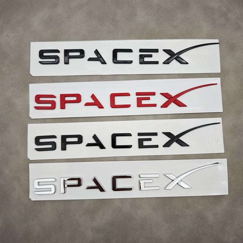 3d ABS Logo Space X Dual Motor Letters Sticker Car Rear Trunk Decal For Tesla Model Y S 3 X Emblem Badge Replacement Accessories