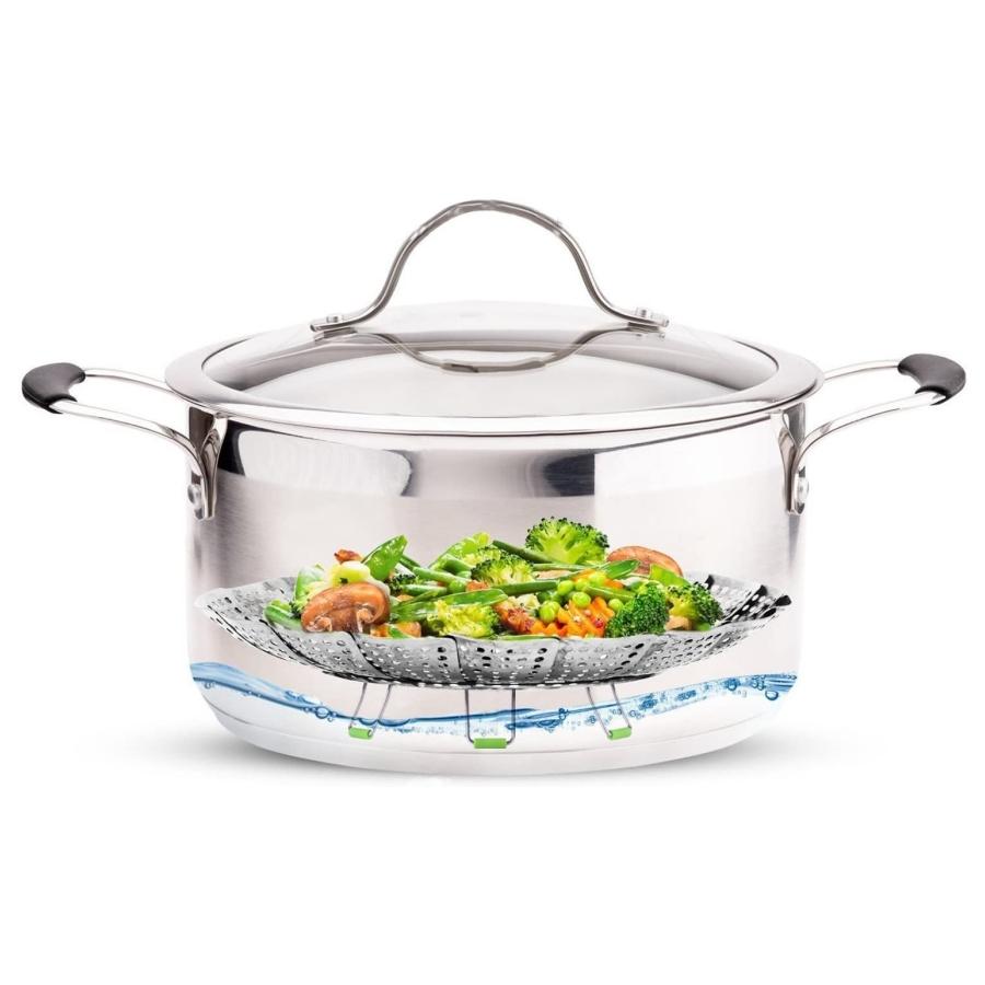 Faneli Cuiseur Vapeur Acier Inoxydable Extensible - Panier Vapeur Pliable Pour Légumes, Poisson Et Fruits De Mer