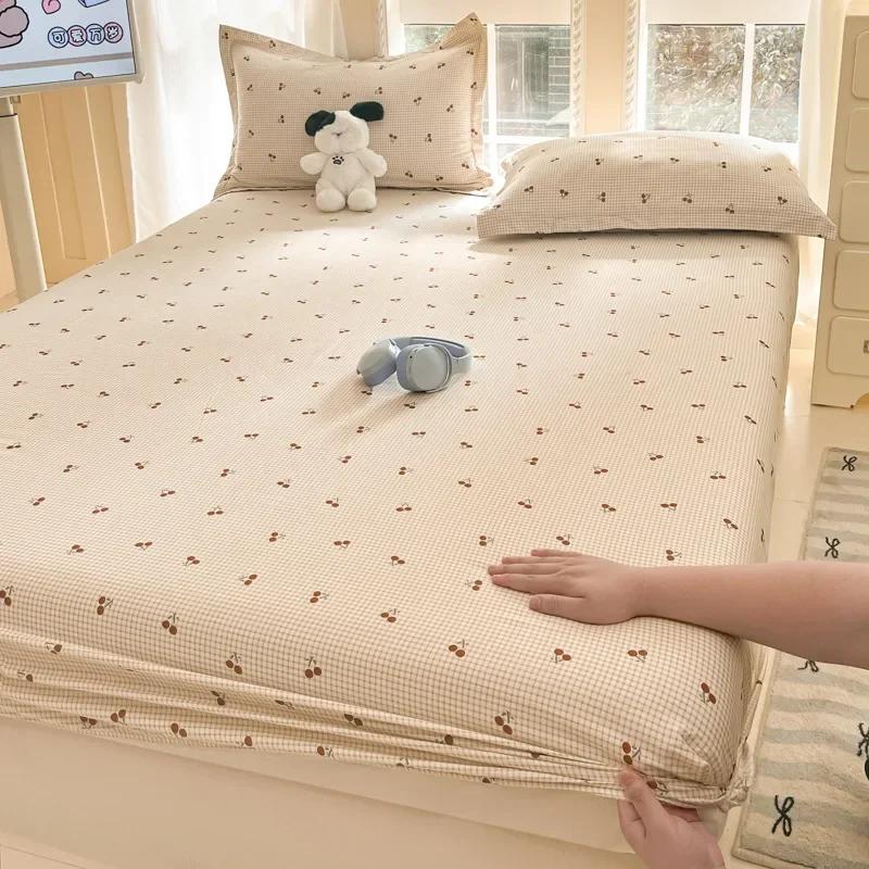 Pure cotton mattress single piece 100% cotton mattress protective cover non-slip and dust mattress protective cover cotton