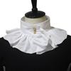 Dames Vintage Ruches Afneembare Nepkraag Victoriaans Renaissance Wit Nekkraagje Mini Capelet Vintage Choker Ketting