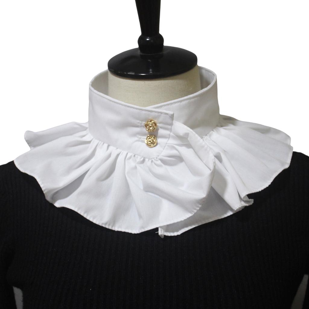 Dames Vintage Ruches Afneembare Nepkraag Victoriaans Renaissance Wit Nekkraagje Mini Capelet Vintage Choker Ketting