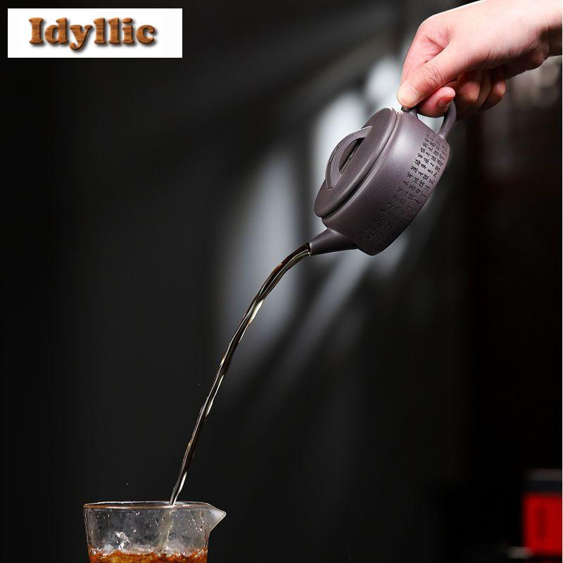 180ml Handmade Yixing Purple Clay Teapot Handmade Large Caliber Pot Raw Ore Azure Mud Kettle Chinese Zisha Teaset Drinkware Gift