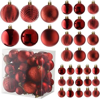 36-teiliges Set mit bruchsicheren Weihnachtskugeln, festliche Weihnachtskugeln in verschiedenen Größen, 5 Stile in 3 Größen, für Baum, Kranz, Partydekoration