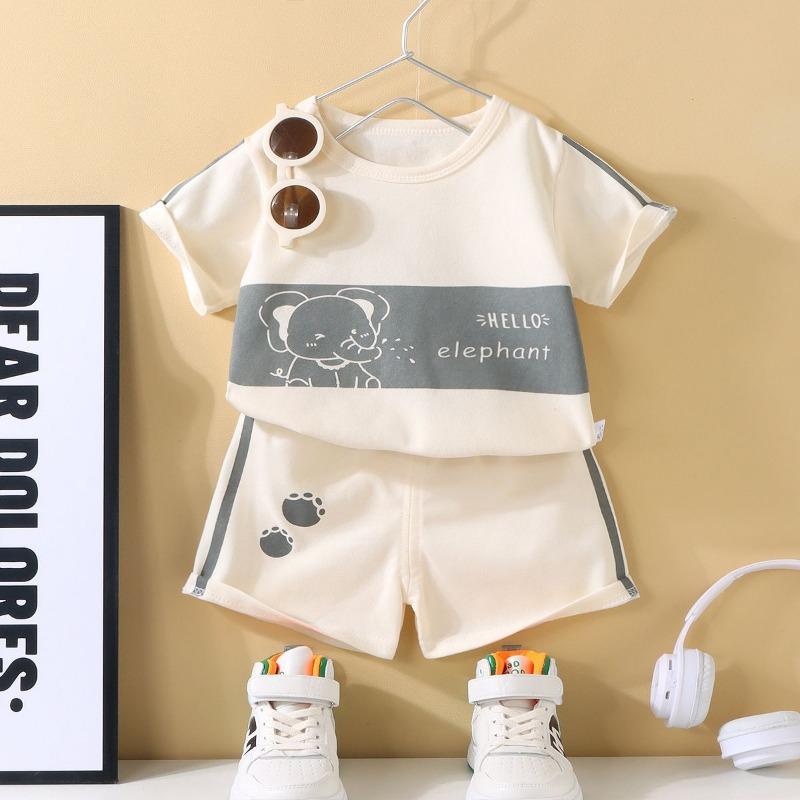 Conjunto de camiseta y pantalones cortos para niños, cómodo, hipoalergénico y transpirable, adecuado para deportes y uso diario