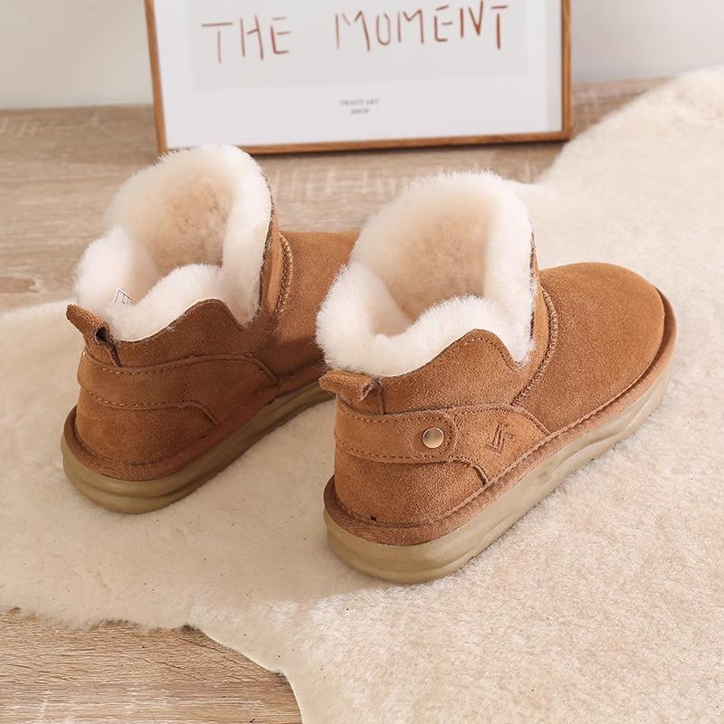 Snow boots women's new winter fur integrated fleece short tube low-top non-slip warm cotton shoes women