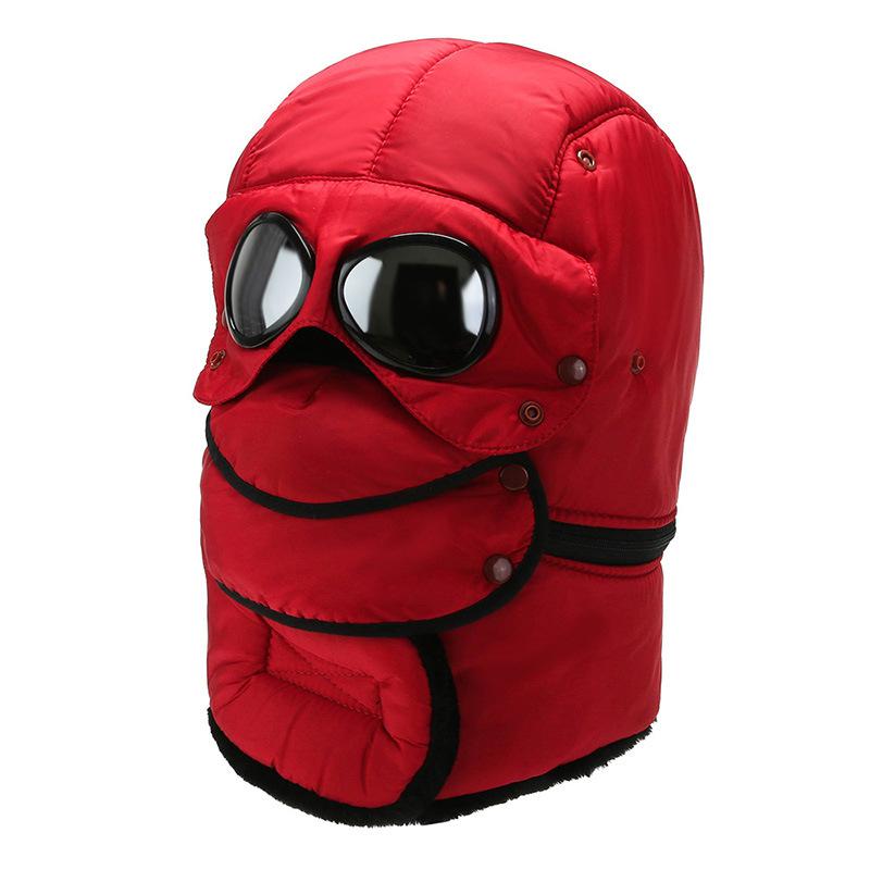 Χειμερινό Θερμικό Φλις Καπέλο Ιππασίας Σκι Μάσκα Προσώπου Κολιέ Καπέλα με Γυαλιά