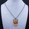 Archangel Saint Uriel Judaism Glass Stainless Steel Chain Necklace Silver Color Geometry Pendant Jewelry collier chaine NXS02