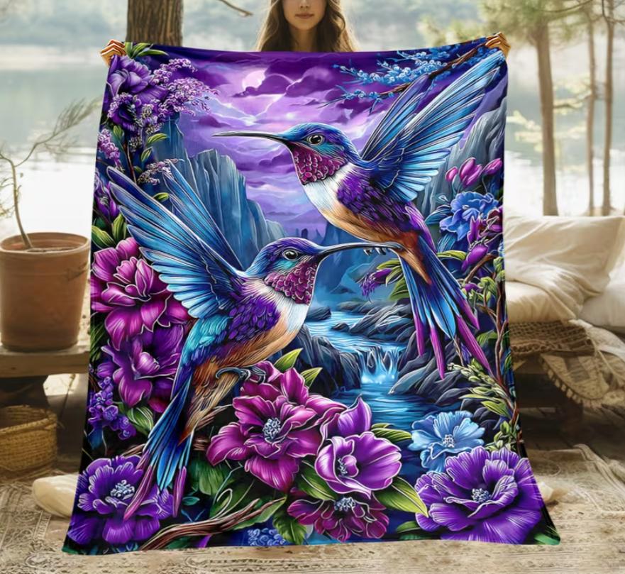 Versatile Majestic Eagle Over Mountains Printed Flannel Blanket Shawl – Ultra-Soft and Skin-Friendly, Perfect for Nap, Travel