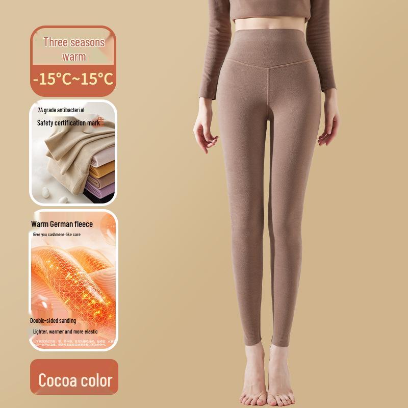 German Velvet Women's Thermal Leggings: Thick Wool-Fleece Lined, Warm Autumn/Winter Trousers.
