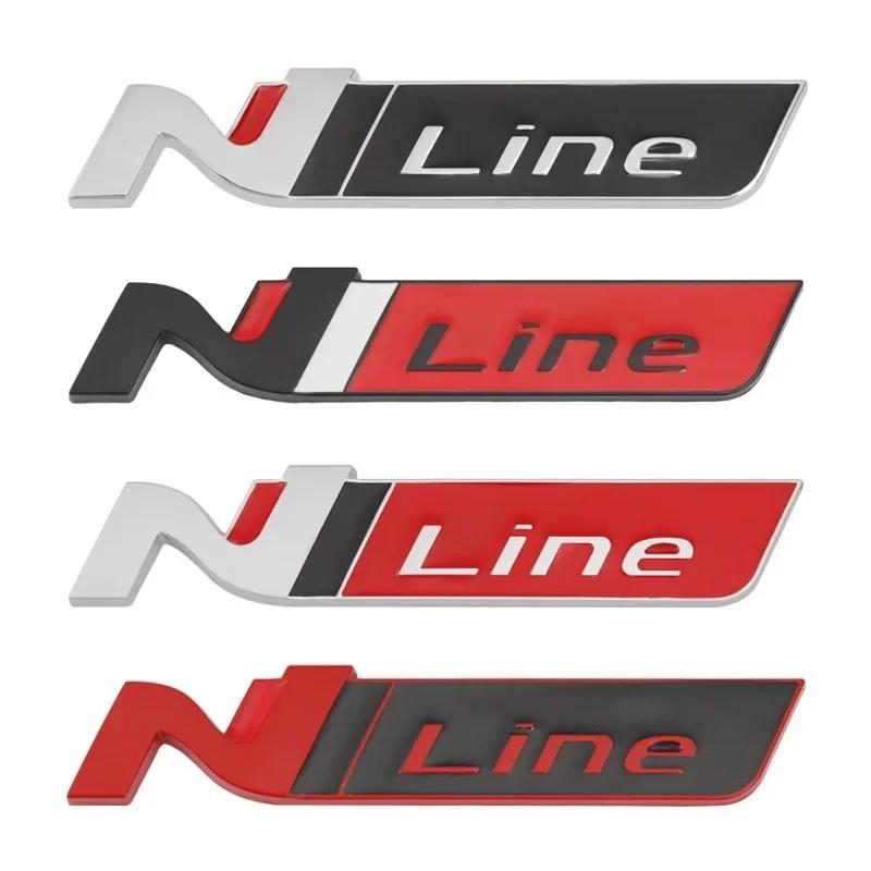 Kovové 3D logo N LINE Zadní emblém nálepka na kufr auta Odznak na karoserii pro Hyundai Accent Sonata Kicks Reina vq1
